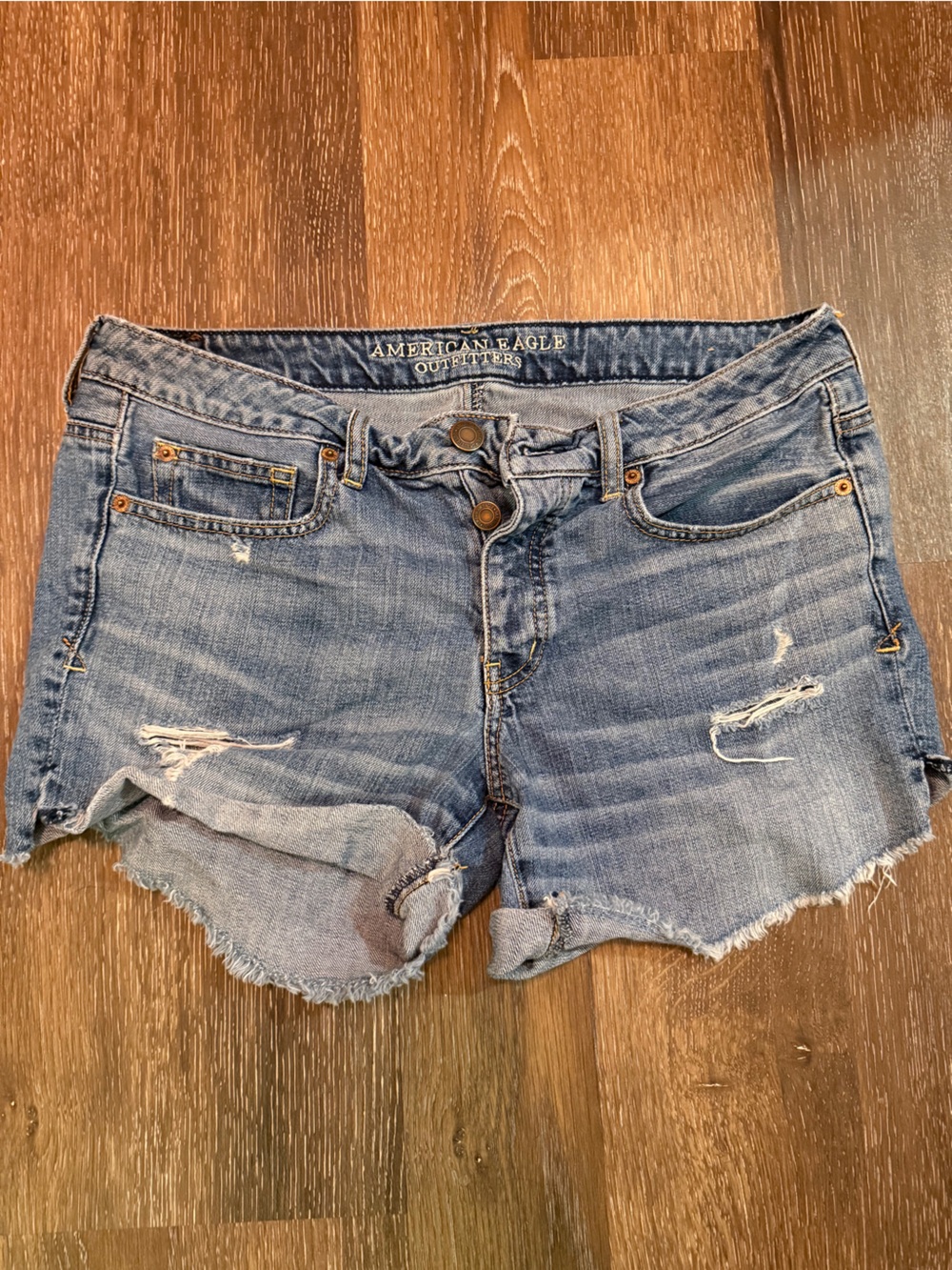 American Eagle Outfitters Distressed Blue Denim Shorts